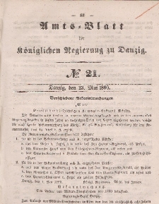 Amts-Blatt der Königlichen Regierung zu Danzig, 23. Mai 1860, Nr. 21