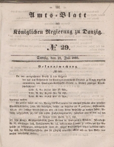 Amts-Blatt der Königlichen Regierung zu Danzig, 18. Juli 1860, Nr. 29