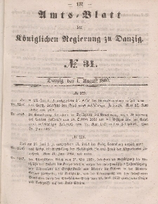 Amts-Blatt der Königlichen Regierung zu Danzig, 1. August 1860, Nr. 31