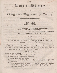 Amts-Blatt der Königlichen Regierung zu Danzig, 22. August 1860, Nr. 34