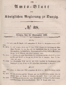 Amts-Blatt der Königlichen Regierung zu Danzig, 19. September 1860, Nr. 38