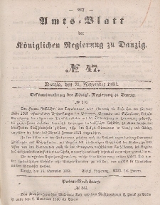 Amts-Blatt der Königlichen Regierung zu Danzig, 21. November 1860, Nr. 47
