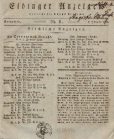 Elbinger Anzeigen, Nr. 1. Sonnabend, 2. Januar 1830