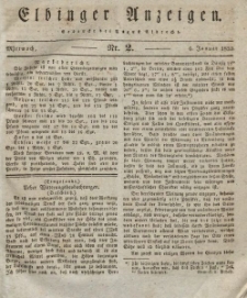 Elbinger Anzeigen, Nr. 2. Mittwoch, 6. Januar 1830