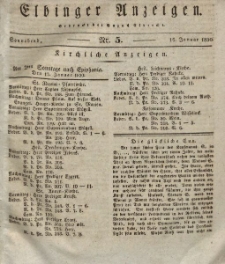 Elbinger Anzeigen, Nr. 5. Sonnabend, 16. Januar 1830