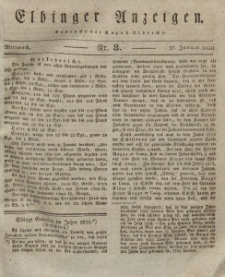 Elbinger Anzeigen, Nr. 8. Mittwoch, 27. Januar 1830