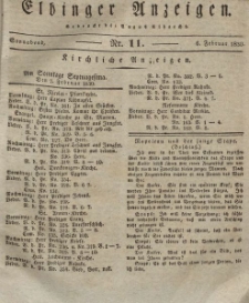 Elbinger Anzeigen, Nr. 11. Sonnabend, 6. Februar 1830