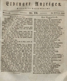 Elbinger Anzeigen, Nr. 16. Mittwoch, 24. Februar 1830