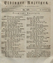 Elbinger Anzeigen, Nr. 17. Sonnabend, 27. Februar 1830