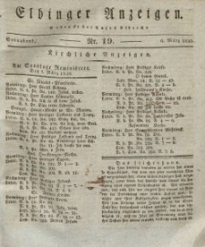Elbinger Anzeigen, Nr. 19. Sonnabend, 6. März 1830