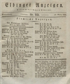 Elbinger Anzeigen, Nr. 25. Sonnabend, 27. März 1830