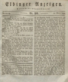 Elbinger Anzeigen, Nr. 26. Mittwoch, 31. März 1830
