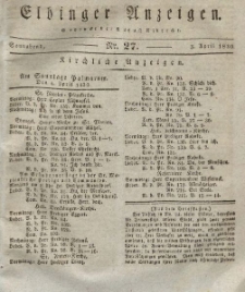 Elbinger Anzeigen, Nr. 27. Sonnabend, 3. April 1830