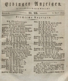 Elbinger Anzeigen, Nr. 28. Mittwoch, 7. April 1830