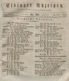 Elbinger Anzeigen, Nr. 29. Sonnabend, 10. April 1830
