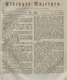 Elbinger Anzeigen, Nr. 32. Mittwoch, 21. April 1830