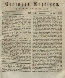 Elbinger Anzeigen, Nr. 34. Mittwoch, 28. April 1830