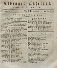 Elbinger Anzeigen, Nr. 39. Sonnabend, 15. Mai 1830