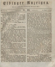 Elbinger Anzeigen, Nr. 46. Mittwoch, 9. Juni 1830