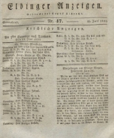 Elbinger Anzeigen, Nr. 47. Sonnabend, 12. Juni 1830