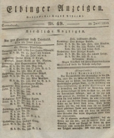 Elbinger Anzeigen, Nr. 49. Sonnabend, 19. Juni 1830