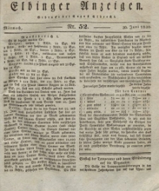Elbinger Anzeigen, Nr. 52. Mittwoch, 30. Juni 1830