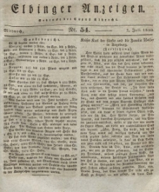 Elbinger Anzeigen, Nr. 54. Mittwoch, 7. Juli 1830