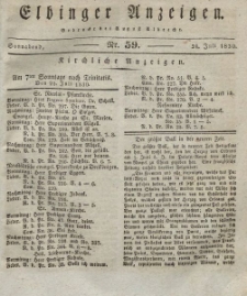 Elbinger Anzeigen, Nr. 59. Sonnabend, 24. Juli 1830