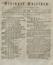 Elbinger Anzeigen, Nr. 63. Sonnabend, 7. August 1830