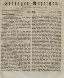 Elbinger Anzeigen, Nr. 64. Mittwoch, 11. August 1830