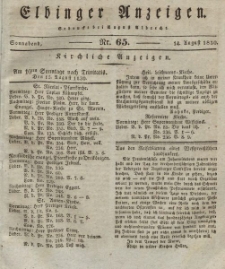 Elbinger Anzeigen, Nr. 65. Sonnabend, 14. August 1830