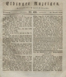 Elbinger Anzeigen, Nr. 68. Mittwoch, 25. August 1830