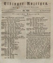 Elbinger Anzeigen, Nr. 69. Sonnabend, 28. August 1830