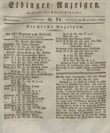 Elbinger Anzeigen, Nr. 71. Sonnabend, 4. September 1830