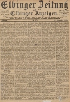 Elbinger Zeitung und Elbinger Anzeigen, Nr. 270 Dienstag 17. November 1885