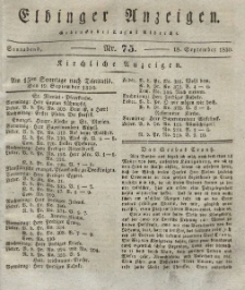 Elbinger Anzeigen, Nr. 75. Sonnabend, 18. September 1830