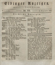 Elbinger Anzeigen, Nr. 77. Sonnabend, 25. September 1830