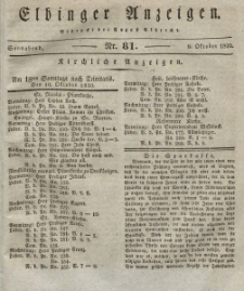 Elbinger Anzeigen, Nr. 81. Sonnabend, 9. Oktober 1830