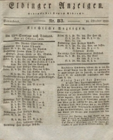 Elbinger Anzeigen, Nr. 83. Sonnabend, 16. Oktober 1830