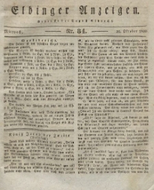 Elbinger Anzeigen, Nr. 84. Mittwoch, 20. Oktober 1830