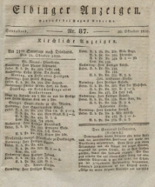 Elbinger Anzeigen, Nr. 87. Sonnabend, 30. Oktober 1830