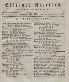 Elbinger Anzeigen, Nr. 93. Sonnabend, 20. November 1830