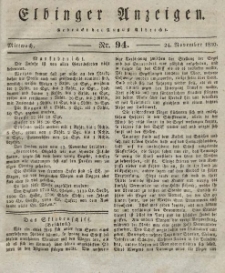 Elbinger Anzeigen, Nr. 94. Mittwoch, 24. November 1830