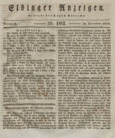 Elbinger Anzeigen, Nr. 102. Mittwoch, 22. Dezember 1830