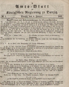 Amts-Blatt der Königlichen Regierung zu Danzig, 4. Januar 1865, Nr. 1