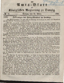 Amts-Blatt der Königlichen Regierung zu Danzig, 22. März 1865, Nr. 12