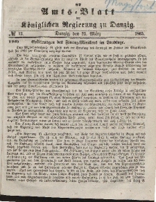 Amts-Blatt der Königlichen Regierung zu Danzig, 22. März 1865, Nr. 12