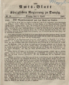 Amts-Blatt der Königlichen Regierung zu Danzig, 5. April 1865, Nr. 14