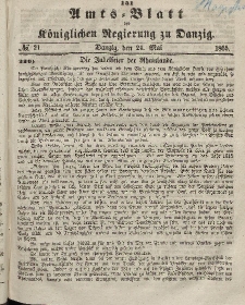Amts-Blatt der Königlichen Regierung zu Danzig, 24. Mai 1865, Nr. 21