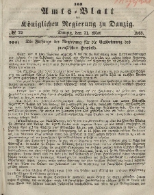 Amts-Blatt der Königlichen Regierung zu Danzig, 31. Mai 1865, Nr. 22